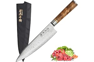KENSHUI Couteau Damas Couteau de cuisine Cadeau de Chef Professionnel Couteau de Chef