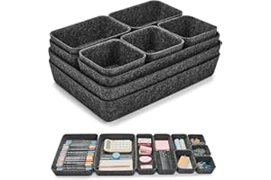 Eurhomewit 9 Stück Schubladen Organizer Filz, Schubladeneinsatz Büro Schubladen Ordnungssystem, Schminktisch Organizer für Schublade, Büro & Home Schrank Aufbewahrungsbox Organiser, Dunkelgrau
