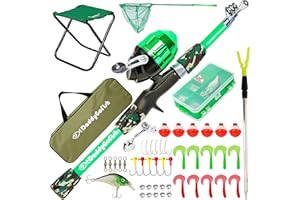 ‎DADDYGOFISH DaddyGoFish Angelset für Kinder mit Rute und Rolle, Angelausrüstung und Zubehör – Angel-Kombi für Jungen, Mädchen und Anfänger