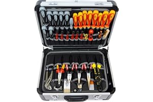 FAMEX WERKZEUGE Famex 700-L Alu Werkzeugkoffer mit 2 Paletten mit 56 Einstecktaschen - max. Traglast 30 kg - Facheinteilung im Kofferboden - leer, ohne Werkzeug - 460 x 355 x 180 mm