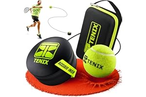 TENIX® Tennis Trainer [con Power-Grip-System] Allenamento Tennis da Solo per Bambini e Adulti | Gioca in Giardino, al Parco o sul Campo | Il Tuo Allenatore Tennis Tascabile con Rimbalzo Infinito!
