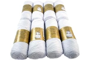 MORILLAS PACK 8 ZEPELINES Algodón perlé 100% egipcio mercerizado para DIY y tejer a mano labores de ganchillo o punto con un acabado elegante. (8 X 75gr)… (5, BLANCO)
