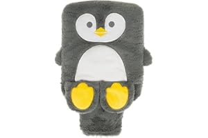 Night Owl Cute Plush Novelty Animal Hot Water Bottle/Fox or Penguin/Hand Warming Pouch/Provides Warmth and Pain Relief / 2L Capacity (Penguin)