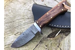 Perkin Coltello da Caccia Damasco con Coltello Sharpcraft a Lama Fodera SK300