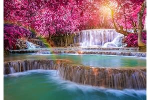 decomonkey - Papier Peint Intissé Cascade Chute d'eau 400x280 cm - Panoramique Image XXL Maison Chambre Déco Photo Murale Décorative Tenture Murale pour Appartement Décoration Salon