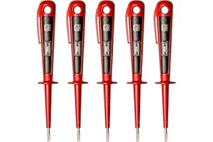 H + H WERKZEUG H+H 45400 5 x 45400 Eurotester/tester di tensione/tester di fase fino a 250 V GS testato secondo VDE 0680 Made in Germany, rosso/nero, 150 mm