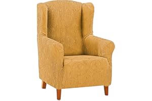 Martina Home Pokrowiec na fotel relaksacyjny, poliester, elastan, bawełna, musztardowy, fotel z uszami