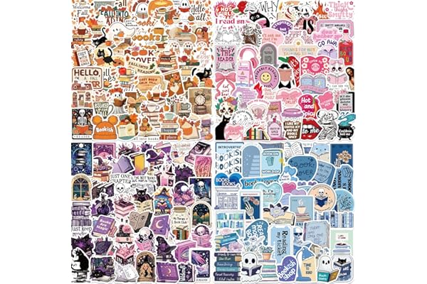 200 autocollants pour Kindle - Autocollants étanches pour amoureux de livres pour Kindle, livres et bouteilles | Cadeau de lecture pour adolescents/adultes