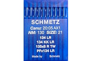 SCHMETZ 10 agujas de piel para máquina de coser (pistón redondo), sistema 134 KK LR (industria), NM 130, tamaño 21