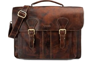 LEABAGS Borsa per documenti per uomo e donna | Custodia laptop in vera pelle 15" | Borsa a tracolla con tracolla | Borsa messenger | Borsa da lavoro | Borsa per insegnanti