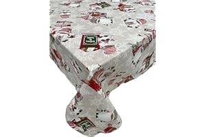 1KDreams Tovaglia Natalizia con Gnomo - Design Festivo - Tovaglia in Tessuto per Tavola di Natale. (Rosso, 130x300 cm)