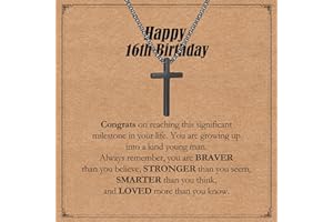 ilasif Silver Black Cross Necklace 16th 18th Birthday Gifts for Boys, Stainless Steel Cross Chain Necklace, Boys Birthday Jewellery Gifts for Son Grandson Nephew Brother
