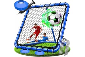 ‎KESSER KESSER® Fußball Rebounder | Verstellbares Trainingsnetz | Pass- und Schusstraining | inkl. Luftpumpe, 6 Markierungshütchen & 4 Widerstandshaken | für Handball, Volleyball | Prellwand