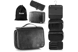 Elviros Kulturbeutel für Herren, Geschenke für Männer aus PU-Leder, kulturtasche zum aufhängen, 3 in 1 multifunktional abtrennbare kulturtasche, Waschtasche große wasserdichte Reise-Kosmetiktasche