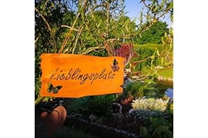 ‎JECARDEN Jecarden Metall Gartenschild Schild - Außen Türschild Rost Spruchtafel 40 X 20 cm Außendeko Gartendeko Lieblingsplatz
