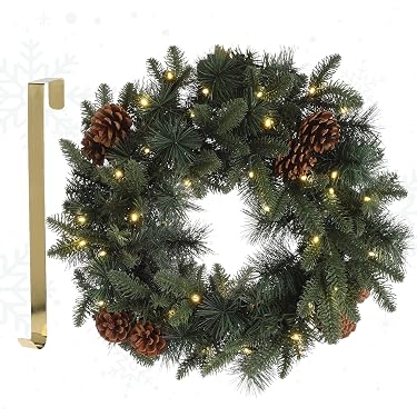 Weihnachtskranz Aus PVC – 30 Cm Durchmesser, Mit Tannenzapfen | Für Tür, Wand, Kamin | Wiederverwendbar, Festliche Deko