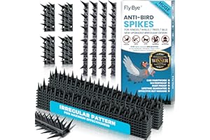 Fly-Bye Anti Bird Spikes - 6m Coverage with 2500+ Spikes - Pigeon and Bird Deterrent for Walls, Fences, Roofs - Irregular Design for Effective Cat and Bird Control Outdoors