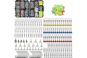 SHADDOCK Fishing Tackle Box Kit Including Fishing Hooks,Sinker Weights,Crossline Barrel Swivel, Rolling Swivel Snap,Jig Hooks,Sinker Slides, Beads (215pcs Tackle Box Kit)