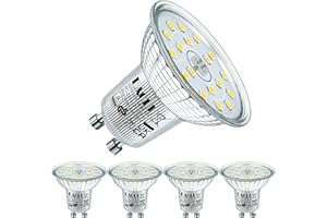 EACLL Bombillas LED GU10 Blanco Frio 6.5W Equivalente 100W Halógena, 6400K 735 Lúmenes 120° Spotlight, Focos Sin Parpadeo AC 230V, Lámpara Reflectora no Regulable, Pack de 4