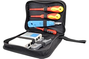 tsnetworks Netzwerk Werkzeug Set inkl. RJ45 Netzwerktester, LSA+ Auflegewerkzeug, Abisolierer, Schraubendreher isoliert stabile Tasche, 6 teilig