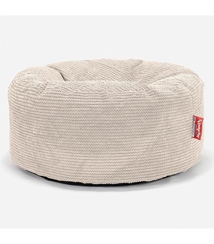 Pouf Poggiapiedi Lounge Pug Grande, Pompon Rosa, Ottomano In Tessuto Antimacchia Con Chiusura Di Sicurezza