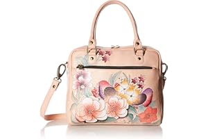 Anna by Anuschka Hand Painted Leather Women's All Round Zippered Crossbody, Crossbody-Tasche für Damen, handbemaltes Leder, umlaufender Reißverschluss