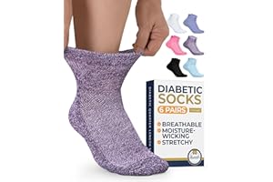 Pembrook Ankle Diabetic Socks for Women & Men | 6 Pairs | Wide Non Binding Socks Quarter Length | Edema Neuropathy Socks