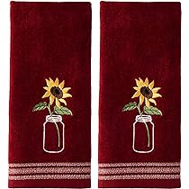 SKL Home Handtuch-Set 2-teilig, Lavendel-Stickerei – 40,6x63,5 Cm, Baumwoll-Velours, Weiß