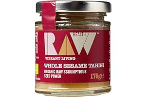 RAW VIBRANT LIVING Raw Health Organic Whole Sesame Tahini, 170g, Pack of 3 - Creamy & Smooth Texture - GMO-Free, No Added Sugar & Certified Organic