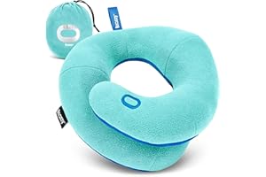 BCOZZY 3-7 Y/O Kids Travel Neck Chin Supporting Pillow for Traveling, Provides Double Support for Toddlers in Car Seat, Road Trip Essentials, Washable, Carry Bag, Small Size, Light Blue