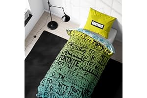 ‎CHARACTER WORLD Bettwäsche Fortnite 135x200 - Teenager Gaming Geschenkidee, 1x Kissenbezug 80x80 + Bettbezug 135x200, mit Reißverschluss - Wende-Motiv - Fanartikel Teenager Geschenk Jungen und Mädchen