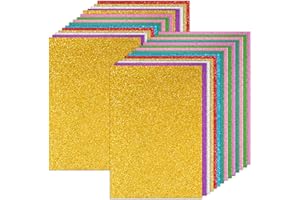 Famini A4 Glitter Craft Paper, 10 Assorted Colors 30 Sheets Glitter Cardstock Paper 250gsm Glitter Paper Cardstock for DIY Crafts Gift Wrapping Scrapbook Decorations