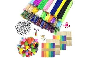 DOITEM Wartoon Pfeifenreiniger-Bastelset, Pfeifenreiniger mit Chenille-Stiel und Pompons mit Wackelaugen, für Handwerk, DIY, Kunstbedarf