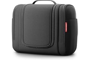 VANLINDSON Neceser XXL para Viaje [9 litros de Espacio, Diseño 2025] - Neceser Mujer y Hombre Colgante, Bolsa de Aseo Ideal para Maquillaje y Organización (Negro)