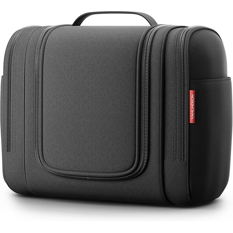 Trousse De Toilette Voyage - 33x16x20 Cm, Compartiments Secs/humides, Tissu Oxford Imperméable, Gris, Pour Homme/femme