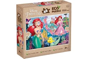 Lisciani - DISNEY PRINCESSES Ariel-pussel - 48 bitar dubbelsidigt för barn från 4 år - färgläggning på baksidan - 25x35 cm