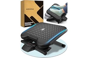 ACROPAQ - Repose Pied Bureau - Antidérapant, 3 Hauteurs réglables, Inclinaison de -30 à +30 degrés - Repose pieds ergonomique, Repose-pieds - Gris