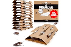 Super Ninja Trampas para Cucarachas – Pack de 12 Unidades, Trampa Adhesiva con atrayente Natural, Mata cucarachas sin tóxicos, Ideal para casa, Cocina, Garaje y despensa, duración hasta 3 Meses