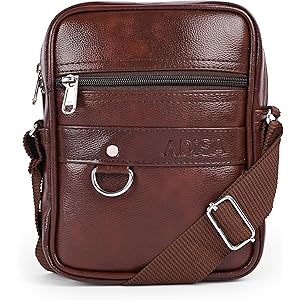 ADISA Faux Leather Unisex Sling Cross Body Travel Office Messenger Bag (Ms9011-Bro),Brown