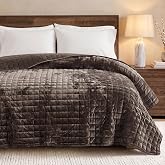 R.SHARE Bedspread Bed 180/200, Brown 300 x 270 cm, Quilted Velvet | Bouti Square Bed Quilt, Lightweight Quilted Coverlet, Sof