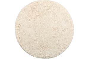 ‎BRANDSSELLER Brandsseller Badezimmerteppich Ø 60 cm Badvorleger Badematte Badteppich rund Chenille rutschfest saugstark maschinenwaschbar - Beige