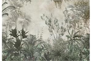 WALLARENA Papel Pintado Selva Plantas Tropical Hojas Botánica Vintage - Incluye Pegamento - Fotomurales Pared Tejido No Tejido Decorativos Murales Fotográfico XXL Moderno Decoración de Paredes (368x254 cm)
