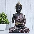 Heeran Art New Sitting Buddha Statue showpiece Idol Home Decor Items for Living Room and Gifts-RD_BLK-DB2