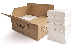CAREBYMAIL Interfold Z-Fold Paper Hand Towels - White 2-Ply Absorbent & Strong Multi-fold Paper Towels - 10 Sleeves of 150 Sheets - Care by Mail Healthcare - Total of 1500