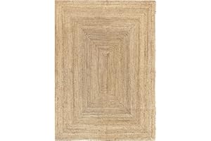Hamid - Tapis Alhambra de Jute Naturel, Couleur Naturelle, Tressé à la Main, Tapis pour Salon, Salle à Manger, Chambre, Couloirs, Couleur Naturelle (230x160cm)