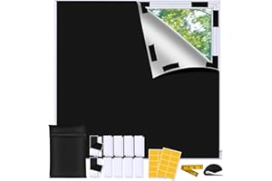 Bemece Portable 100% Blackout Blind, No Drill Blinds Blackout for Windows Fits Any Size Shape, for Bedroom, Nursery, Loft, RV, with Strong adhesive and Velcro-200 * 145