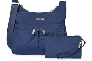 Baggallini Torebka na ramię, do przewieszenia Kobiety Cross Over Crossbody Women 11x8.5 Medium Travel Bag Lightweight Water-resistant Nylon Organized Handbag Purse