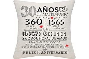BOMMEX 30 Años de Matrimonio Regalo 30º Aniversario de Boda Funda de Cojín Recuerdo Decoración Regalo para Parejas Padres Mujeres Hombres Mamá Papá Marido Esposa Abuela Abuelo Tío Amigos(30º Aniversario)