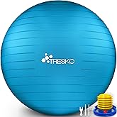 TRESKO&reg; Anti-Burst Gymnastics Ball | Yoga Pilates and Exercise Ball | Sitting Ball | Exercise Ball for Fitness | 300 kg | wit