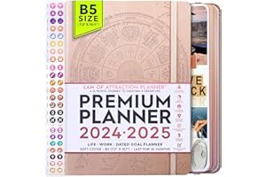 FREEDOM MASTERY Planificateur de vie Loi de l’attraction 2024 – Un voyage de 12 mois pour augmenter la productivité, le but et le bonheur – agenda objectifs hebdomadaires joyeux, journal de gratitude + autocollants